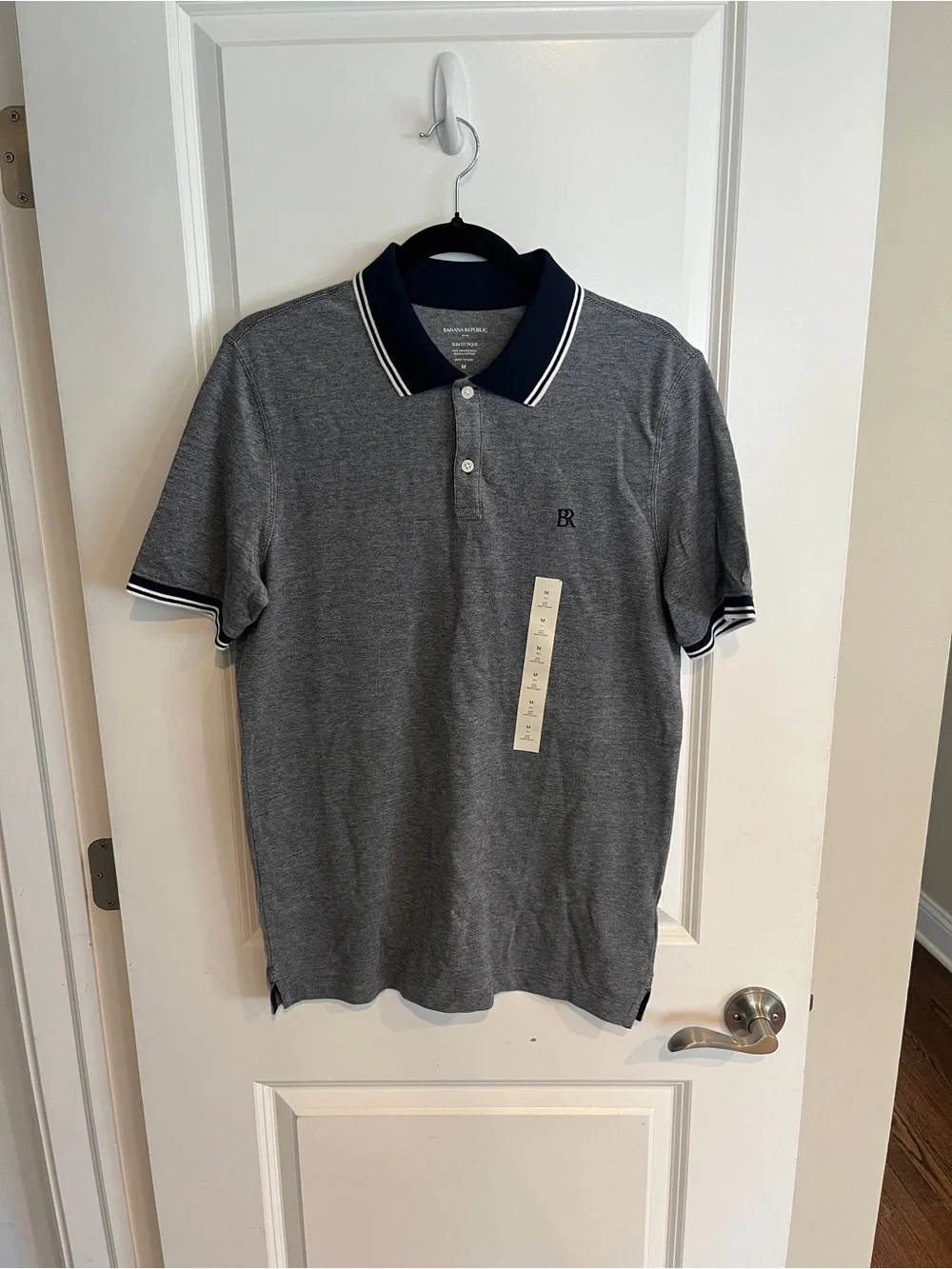 NWT Men’s Banana Republic Factory Slim-Fit Monogram Pique Polo Shirt Size M Tall
